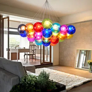 Ciondolo in vetro lampade lampadario a bolle Decorative lampadari camera moderna colorato soffiato per bambini luce pendente in ferro