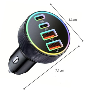 Cargador de Coche de Aleación de Aluminio 4 en 1, Divisor de Encendedor de Cigarrillos para Coche, Carga Rápida USB con Luz LED - Product Image 2