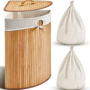 Cesto della biancheria di bambù elegante per l'arredamento della casa per uno spazio accogliente e organizzato