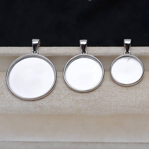 Pendentif en argent S925, 13 mm, 16 mm, cheveux de fœt, rond, 20 fonds plats, 4478, porte-boucles d'oreilles vide à faire soi-même, accessoires, taille 3 mm - Product Image 1
