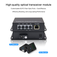 4 kanal RJ11 telefon PCM ses Fiber optik alıcı-verici M RJ45 portu ile 100 dönüştürücü