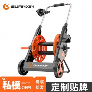 Carrito Enrollador de Manguera Plegable Naranja de Plástico Manual para Almacenamiento de Tuberías de Agua, Ideal para Lavado de Coches y Jardinería - Product Image 3