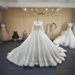 Vestido de Fiesta o Boda Largo hasta el Suelo, Estilo Imperio, con Encaje Color Marfil, Apliques de Cristal y Pedrería, para ANY34 Fashion Civil - Product Image 5