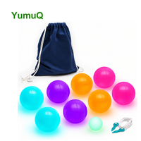 YumuQ – Ensemble de boules de pétanque lumineuses en plastique LED pour l'extérieur, jeu de pelote pour la pelouse, la plage et les sports de jardin