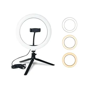 10 Inches Portable Ring Light For Live Stream Makeup With Tripod Phone Stand