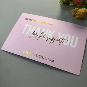 Customize personalised high quality gold foil colorful paper mini thank you business cards with envelope