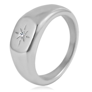 Yunnique Anillo de estrella de seis puntas a la moda para mujer, color acero, con engaste de púas, joyería de regalo - Product Image 1