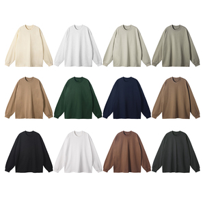 T-shirt à manches longues personnalisé en coton 100% de haute qualité, unisexe, surdimensionné, col rond, manches longues - Product Image 6