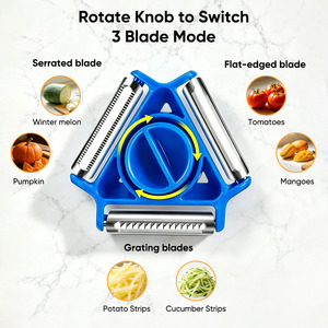 3-<b>in</b>-1 Stainless Steel Peeler with Rotary Blade, Multifunctional Fruit Vegetable Cutter <b>Kitchen</b> Gadgets for Commercial <b>Kitchen</b> - Product Image 3