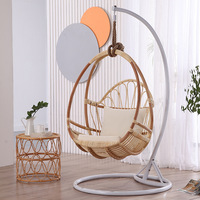 Fauteuil suspendu en rotin véritable de style nordique, chaise à bascule en rotin pour intérieur et extérieur, idéale pour balcon et gîte