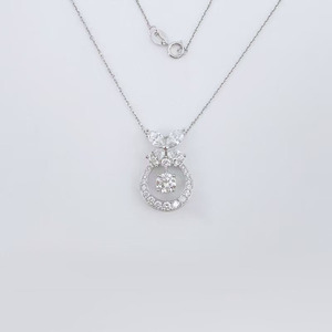 Collar con Colgante de Diamante Cultivado en Laboratorio en Oro Blanco de 18K, Diseño de <span class=keywords><strong>Mariposa</strong></span> con Corazón Latiente, Cadena Ajustable, Joyería Fina para Mujer - Product Image 1