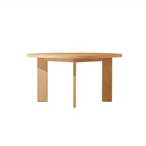 Table de repas ronde d'extérieur en teck de qualité supérieure, base colonne classique, artisanat de maître, table de réunion circulaire intemporelle pour villas de luxe - Product Image 3