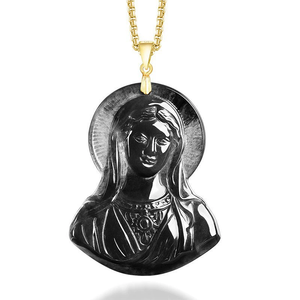 Colgante de jadeíta natural genuina de grado A, modelo "Eagle Maria", colgante de jadeíta de grado hielo con incrustaciones de plata S925, colgante moderno. - Product Image 1