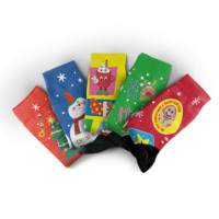 Chaussettes de Noël à Impression Numérique Sans Couture 360° Prêtes à l'Expédition – Motif Arbre Festif Vibrant, Nouveauté en Spandex/Polyester Anti-Bactérien