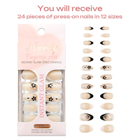 Faux ongles à presser faits main en ABS, forme amande, longueur moyenne, design 3D de luxe avec strass, style Ins, pour soirées et événements.