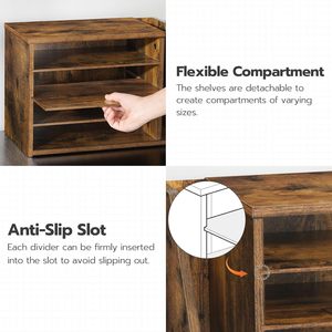 Armoire de rangement de bureau en bois brun personnalisée, 3 compartiments réglables pour bureaux, salles de bain, cuisines, salons - Moderne - Product Image 5