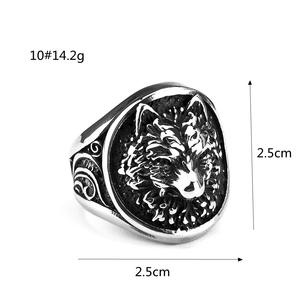 Men's Stainless Steel Viking <b>Wolf</b> Head <b>Ring</b> Hip Hop Style Animal Shape Gift Jewelry - Product Image 5