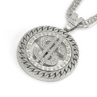 Collier avec pendentif en forme de dollar rotatif, chaîne hip-hop en cristal glacé pour hommes et femmes