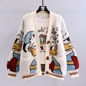 Cardigan da Donna <span class=keywords><strong>Autunno</strong></span>-<span class=keywords><strong>Inverno</strong></span> con Motivo Animale Jacquard, Maglione Oversize in Maglia Spessa con Disegni Cartoon - Product Image 3