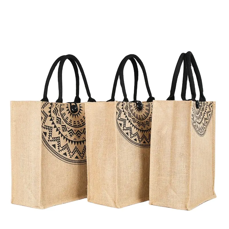 Новое поступление 2023, сумки-тоуты с индивидуальным принтом логотипа, сумки для продуктов, сумки для покупок из натурального джута и льна