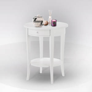 TAVOLO ROTONDO CON 1 CAVATTELLA LACQUERATO BIANCO ALTEZZA 62 - Product Image 1