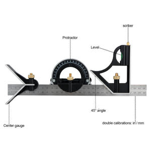 3-in-1调整可能なステンレス钢マルチスクエアセットコンビネーション角度ファインダーツール - Product Image 3
