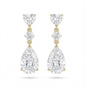 Pendientes Largos de Diamantes en Forma de Lágrima - Oro de 9k, 14k, 18k - Product Image 4