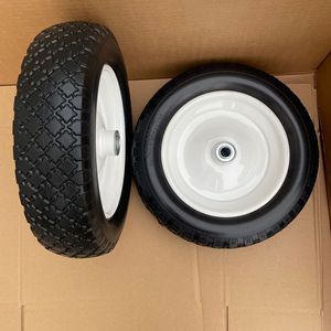 Ruedas de goma sólida de 85 mm con eje de 16 mm, resistentes, para uso en carretillas de mano - Product Image 1