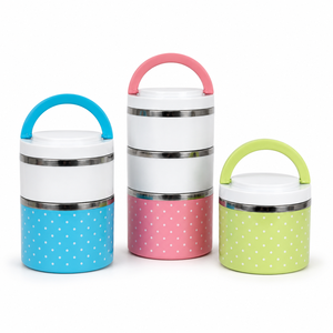 Lonchera Aislada de Acero Inoxidable 304, Lonchera Creativa de Doble Capa Redonda para Estudiantes, Lonchera Hermética de Plástico para Mantener la Comida Fresca - Product Image 1