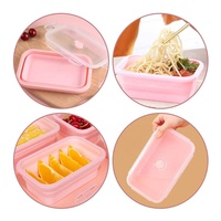 Récipient de stockage de nourriture pliable en silicone incassable avec couvercle hermétique Boîte à collation pliable Bol à mélanger en silicone