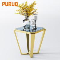Table d'appoint de salon moderne et luxueuse de style minimaliste en pierre avec cadre en métal pour la maison, le bureau, l'école, la salle à manger ou la villa de parc