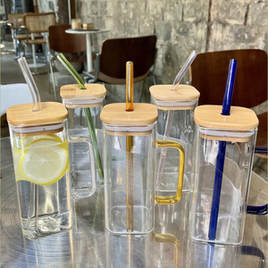 Bình Nước Gia Dụng Ins Giá Trị Cao Bình Thủy Tinh Vuông Chịu Nhiệt Cao Cho Nữ Có Tay Cầm - Product Image 5