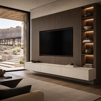 Mueble de TV Moderno Personalizado con Gestión de Cables y Base Flotante, Hecho a Medida con Dimensiones Personalizables