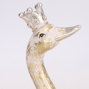 Figura Decorativa de Resina Pintada a Mano Redeco Regal Crown Swan Queen, Dorado, Plateado, Blanco, Decoración Vintage para el Hogar, Regalo de Lujo, Arte - Product Image 2