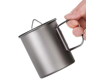 Tasse <span class=keywords><strong>de</strong></span> camping en titane ultra-légère <span class=keywords><strong>de</strong></span> 450 ml avec couvercle, isolation thermique <span class=keywords><strong>de</strong></span> 6 heures, écologique, portable, ensemble <span class=keywords><strong>de</strong></span> tasses et <span class=keywords><strong>de</strong></span> pots à café pour l'extérieur - Product Image 1