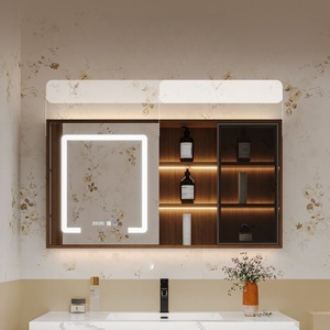 Mid ancient style rock slab ceramic seamless basin intelligent lighting mirror <b>wall</b> <b>mounted</b> bathroom <b>cabinet</b> - Product Image 4