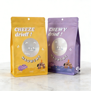 Sachet personnalisé pour aliments pour animaux de compagnie, imprimé, en aluminium, à fond plat, pour croquettes pour chiens, avec fermeture éclair durable - Product Image 1