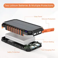 Powerbank Panel Surya Tahan Air Logo Kustom 10000 20000 Mah Pengisian Cepat Charger Ponsel 20000mAh Power Bank Surya Portabel