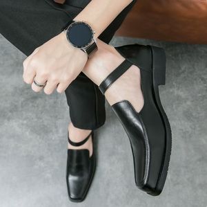 Chaussures noires respirantes et tendance pour le printemps et l'automne, avec talon bas, boucle et bout carré, petites chaussures en <span class=keywords><strong>cuir</strong></span>, sandales - Product Image 2