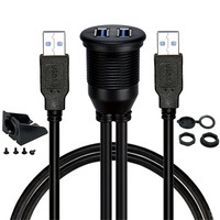 Câble d'extension USB 3.0 AUX, 2 Ports, 1m, pour panneau de tableau de bord, pour voiture, camion, bateau, moto