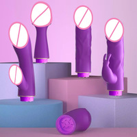 USB-Vibrator 4-Köpfe-Set Medizinisches Silikon G-Punkt AV-Stab Massagegerät Leise Multifunktional IPX7 Wasserdicht 50db CE-Zertifiziert für Erwachsene