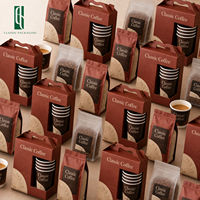 Kit de café portable pour l'extérieur avec boîte de transport, compatible réfrigérateur, filtre à café, sacs et gobelets en papier, idéal pour les voyages, personnalisation de marque par impression en héliogravure