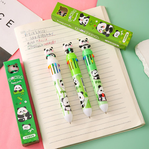 Exhibition New Panda 10 Color Ballpoint <b>Pen</b> Push Button Multi Function <b>Pen</b> Gift <b>Set</b> For Students <b>Notebooks</b> - Product Image 3