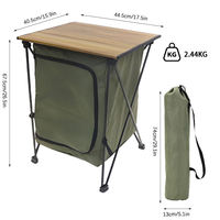 Table de camping légère et portable 2 places avec rangement intégré, base trépied robuste en aluminium, panneaux latéraux en tissu enroulable, pour l'extérieur