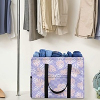 Sac de rangement pour linge réutilisable et résistant à l'eau, motif Hawaï Artisan Fashion, tailles M/L, motif Palaka, coquillage, Monstera, pliable