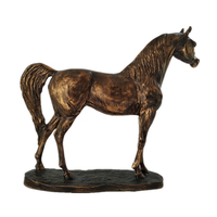 Sculpture de trophée de cheval arabe sauvage en résine de Bronze