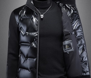 2025 Winter Men's Down Jacket Stand Collar Short Silver <b>Top</b> Youth Trendy Men's Glossy Warm Coat - Product Image 4