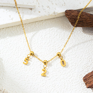 Thép Không Gỉ 18K Vàng Mạ Số Clip Trên Quyến Rũ Số 0-9 Trượt Keo Hạt Quyến Rũ - Product Image 3