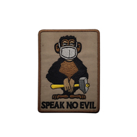 TÁCTICO TRUNK MONKEY 100% bordado cabeza de mono See No Evil hombro chaqueta bolso sombrero DIY coser hombro apliques para bolso sombrero