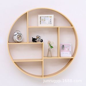 Étagère murale ronde en bois, couleur bois naturel, 3 niveaux, polyvalente pour salon, salle de thé, entrée, présentoir - Product Image 4